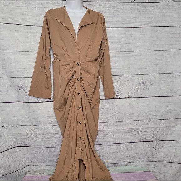 Women's V Neck Button Down Shirt Dress  Small - Picture 1 of 4